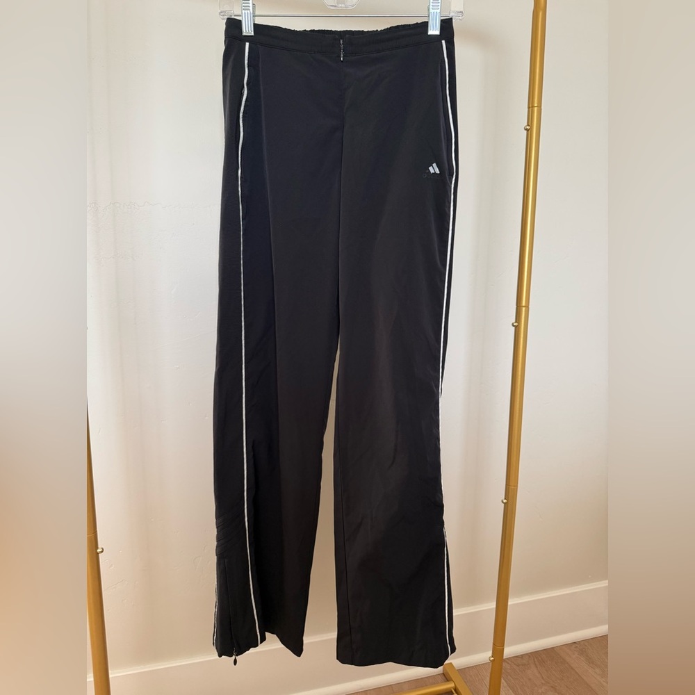 Adidas Black Track Pants. Front Zip. Ankle Zip. Size Small.